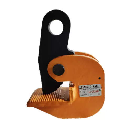 Horizontal clamp designed for securely lifting and transporting heavy loads across flat surfaces in industrial settings.