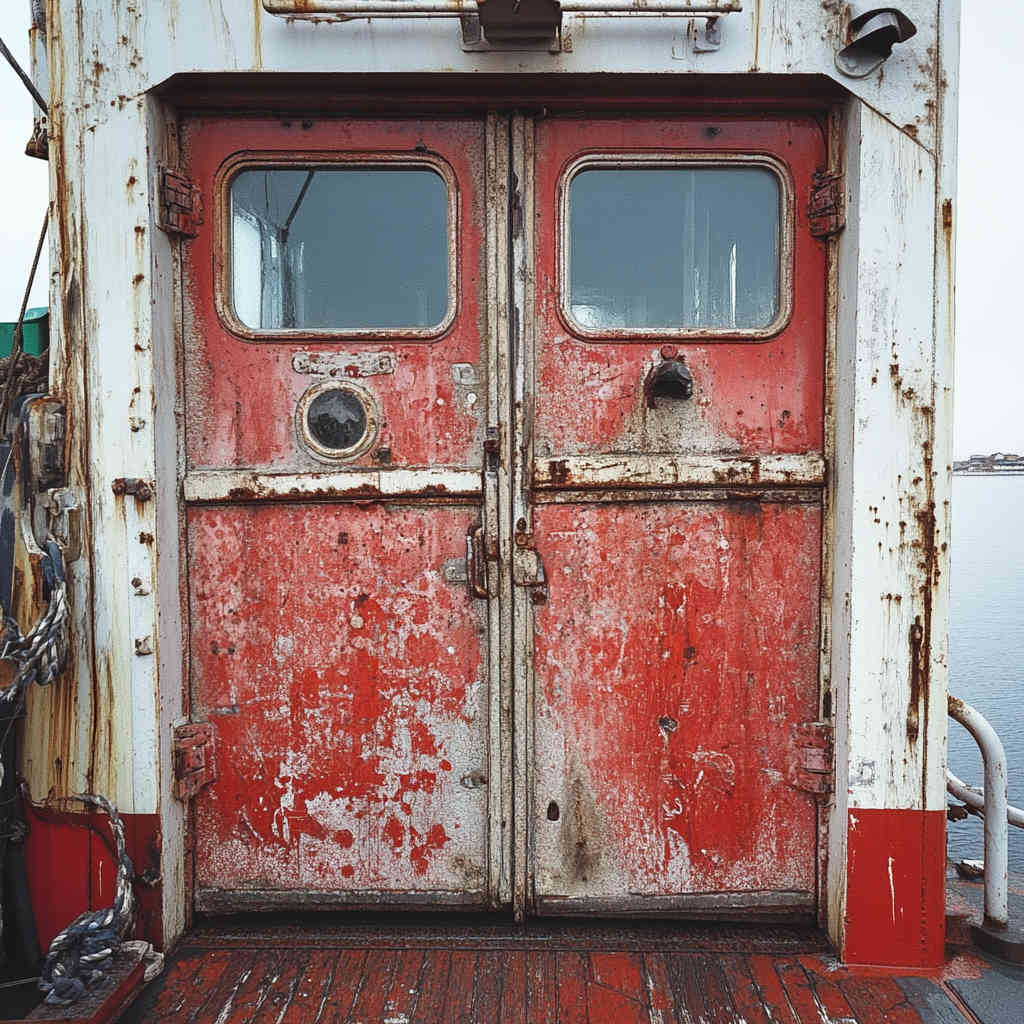 Weathertight doors on a commercial fishing vessel