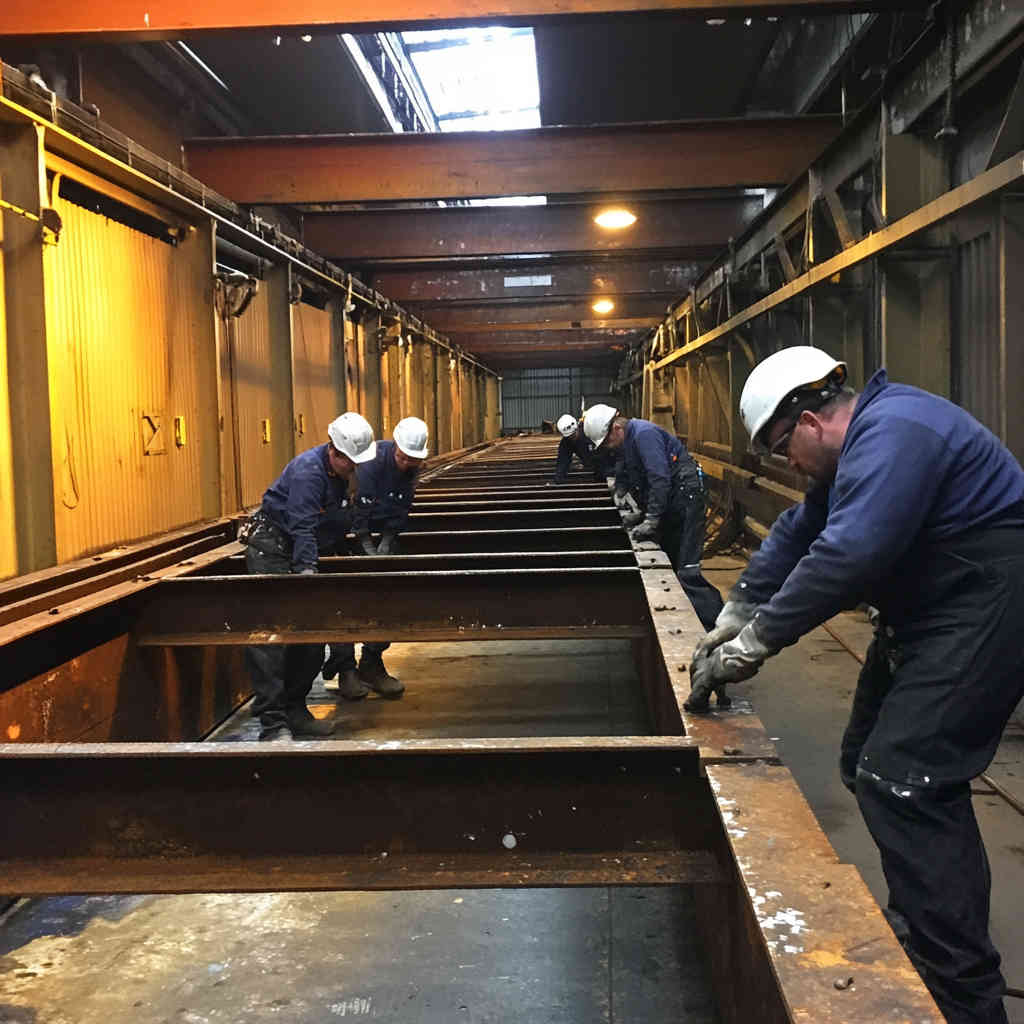 Our experienced team working on steel stowage