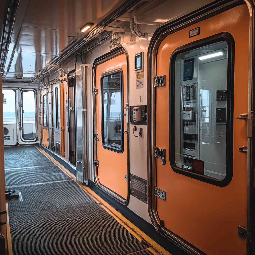 Weathertight doors on a research vessel